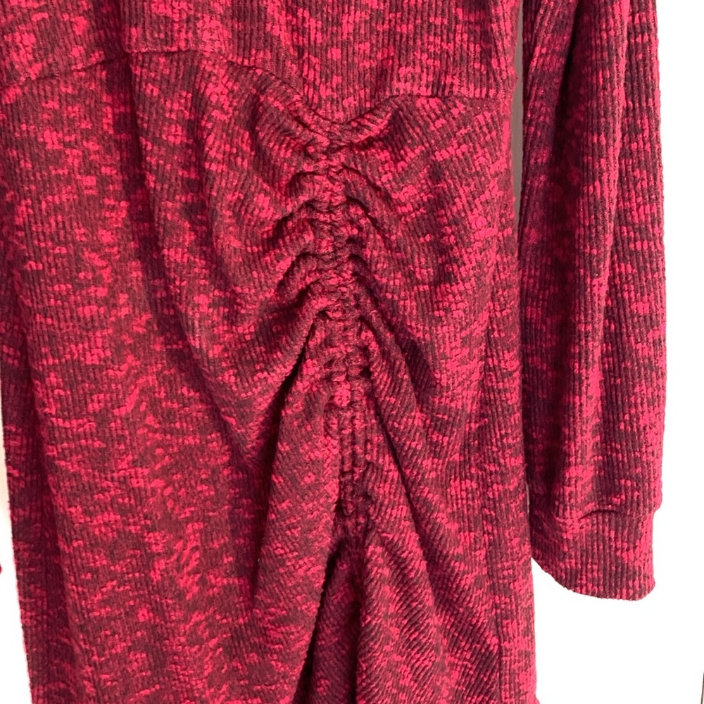 Xhilaration Red Ruched Bodycon Sweater Dress with Long Dolman Sleeves EUC - Picture 6 of 12